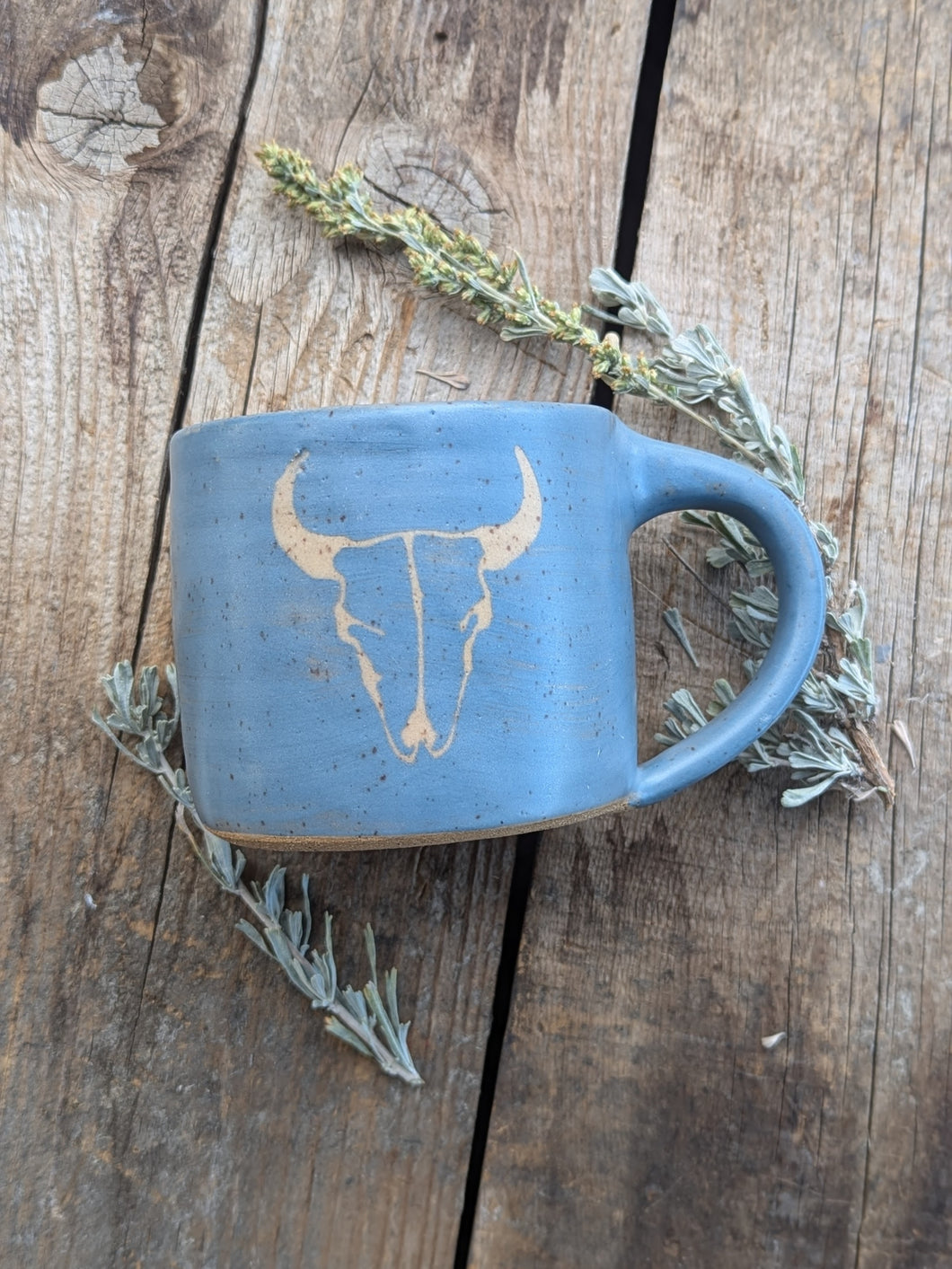 Blue Bison Skull Mug 10-12oz